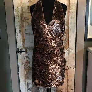 New Hot &Delicious Womens Halter Dress Large Brown